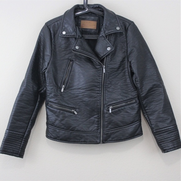 Zara Jackets & Blazers - Zara Faux Leather Black Biker Jacket J226